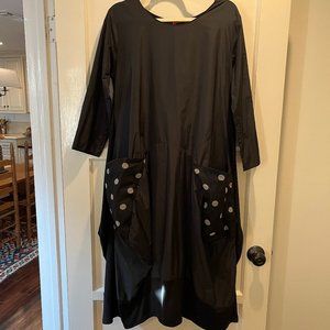 Heydari St. Gil Paris black cocktail-party dress with polka dot pockets Size S